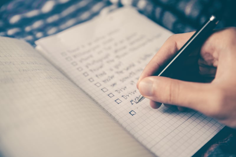 Checklist with small actionable goals written by a teacher to stay motivated during the job search.